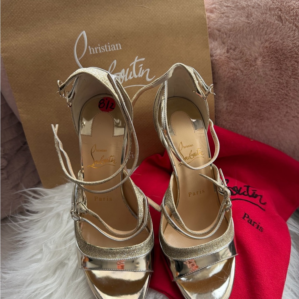 Christian Louboutin Metallic Gold Strappy High-Heel Sandals